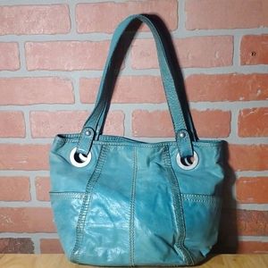 Fossil turquoise leather tote